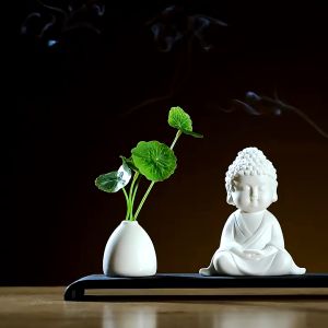 Tượng Phật Gốm Buddha mỉm cười phong thủy để taplo xe ô tô - Tượng Phật để xe hơi Cao cấp