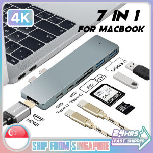 🇸🇬[Ready Stock] USB C Hub for Macbook Air Pro Adapter 7-IN-1 Multi Port Type C Hub 4K HDMI Thunderbolt 3 USB 3.1 TF SD Reader Slot 100W PD Charging Macbook Docking Station