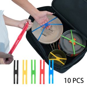 10pcs H Shape Silicone Elastic Portable Bands Durable for Lunch Box Camping Cross Packing Portable Space Saving for Outdoor Use