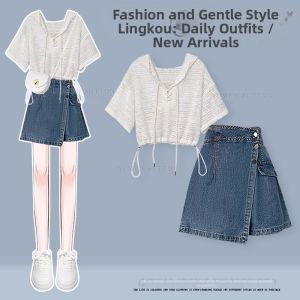 NUMEN BUTTON | Summer Elegant Slim Fit Loose Irregular Skirt Outfit