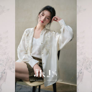 JK&JS | New Chinese Style Lightweight Embroidered Shirt JKJS Ruo Shi Guang Heavy Work White Cotton Design Sensation Womens Fashion