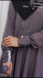 Gamis hermosa wolfis embos motif azwa abu tua-gamis abu tua syari umbrella-gamis lebaran abu terbaru