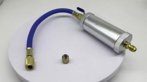 Car AC Oil Dye Injector 2oz 1/4" SAE Port Automotive Air Conditioning Refrigerant Injection Accessories for R134a R22 R12