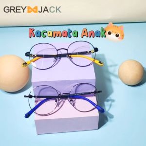 Grey Jack Kacamata Anak Anti Radiasi Blueray Komputer Gadget Bahan Metal Model Bulat Stylish Laki-laki Perempuan 6020