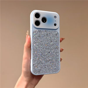 Glitter Sequins Glossy Protection Phone Case For iPhone 17 16 15 14 13 Pro Max Trendy Shiny Shockproof Epoxy Back Cover Capa