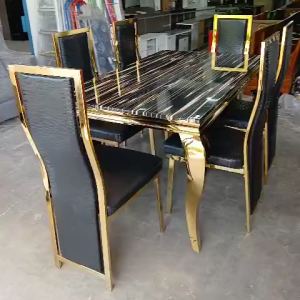 MEJA MAKAN MARMER 6 KURSI KAKI STAINLESS FREE ONGKIR SERANG KOTA