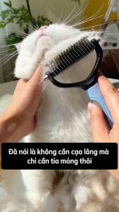 Công cụ tẩy lông hai mặt bàn chải chải lông lược tỉa lông thú cưng tiện dụng an toàn