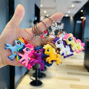 Adorable Cartoon Horse Keychain Rainbow Unicorn Toy School Bag Pendant Childrens Day Gift Cute Moving Parts Collectible Item