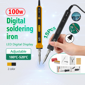 100W Electric Soldering Iron Set Digital LED Digital Display Adjustable Temperature 180℃-520℃ Mini Welding Repair Tools 220V 