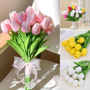 10/20pcs 34cm Artificial Tulips Bouquet / PU Tulip Fake Flower / for Wedding Ceremony Garden Home Decor