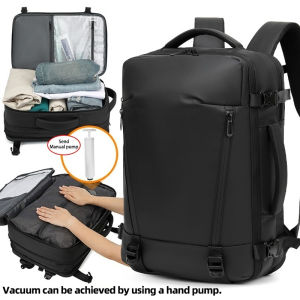 Vacuum compression backpack outdoor cabin travel backpack with vacuum pump and independent computer compartment suitable for m
