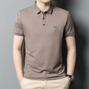 ROMON | Lomond Mens Short Sleeve T-Shirt Summer Thin Loose Business Casual Ice Silk Dad Half Sleeve Polo Shirt Fashion Urban Standard Fit