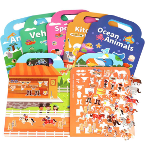 Bandai | New Cartoon Animal Enlightenment Baby Sticker Book Focus Potential Development Reusable Stickers Early Education Book For Kids