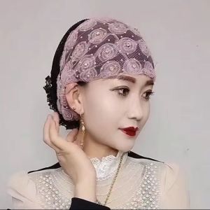 2023 Summer Fashion Turban Cap for Women Breathable Mesh Beanie Hat Muslim Under Scarf Cap Cancer Chemo Hat Hairloss Headdress