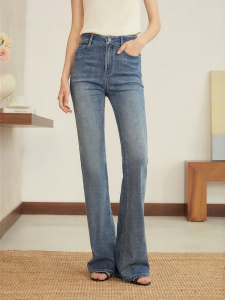 Elegant French Cotton Feel Tapered Bell-bottom Jeans