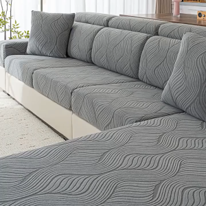 Classic Style Wear resistant Velvet Wave Pattern Sofa Cover Full coverage Universal Protective Living Room Sofa Cover Suitable for Families with Kids and Pets Sofa Cover