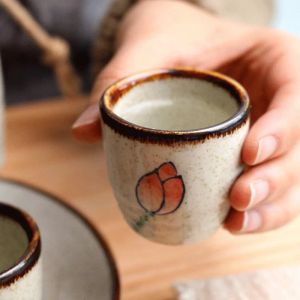 Home Retro Coffee Cup Wine Pot Shochu Classical Cup 50ml Japanese-style Ceramic Antique White Wine Cup Sake Set Household Goods