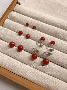 Red Bead Translucent Epidermis Incense Tray Earring Clasps Fashionable  out Alloy Geometric Shape  Fruit Pattern for Girls