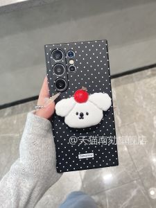 Full Cover Black Phone Case for Samsung S25 Ultra S24 S23 plus S22 S21 A54 S20 Cute Girl with Stand Protective Cover Shell