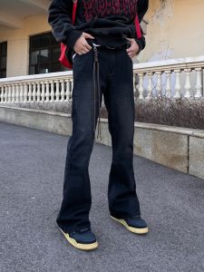 กางเกงยีนส์ทรงหลวมขาบานสำหรับผู้ชาย ทรงหลวม ทรงสลิมฟิต ทรงยาวถึงพื้น กางเกงขายาวลำลอง ทรงหลวม ทรงขาบาน ทรงหลวม