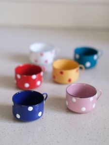 Mini Tea Cup Enamel Rain Flower Stone Pattern Sauce Dish Retro Dots Design Kitchen Cooking Utensil Food Props Small Bowl