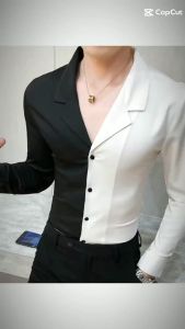 Áo sơ mi nam Sơ mi nam phối 2 màu chủ đạo độc lạ cổ vest thu hút mọi ánh nhìn mã H21