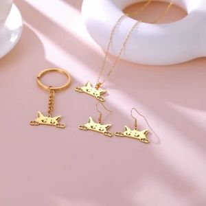 Sneaking Cat Earrings for Women Girls Stainless Steel Cute Animal Kitten Drop Earrings Jewelry Birthday Gift 2026 New