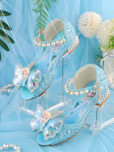 Frozen Style Glitter Bow Princess Heeled Sandals