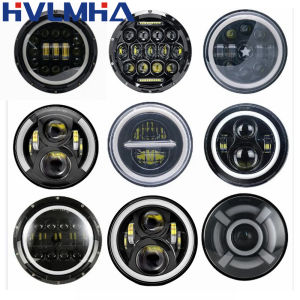 ไฟหน้ารถมอเตอร์ไซค์ LED 7นิ้ว H4 DRL ไฟหน้ารถสำหรับ Harley BMW yamha Honda 7.5 "วงเล็บย้อนยุค