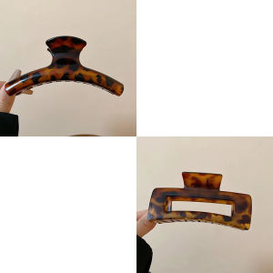 Leopard-print Large Arc Cross Square Geometric Acrylic Hair Grab Clips for Women Vintage Style Shark Clip Charm Head Accessories