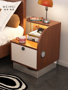 Weimei | Retro Style With Lock Bedside Cabinet