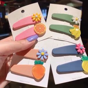 Kẹp tóc mái sắc màu họa tiết hoa và trái cây tươi sáng cho bé