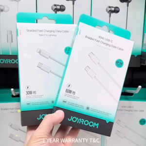 JOYROOM S-A45 Ben Series Braided 60W Type-C to Type-C / 30W Type-C to L PD Fast Charging Data Cable 1m White