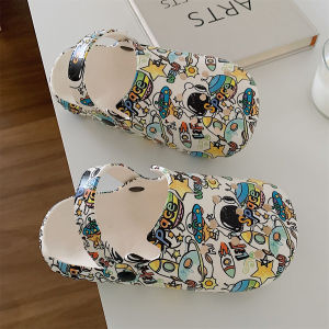 รองเท้ามีรูลายการ์ตูนน่ารักแบบเส้นเล็กรองเท้าแตะปิดหัวกราฟฟิตีแฟชั่นสไตล์จีนใส่ช่วงฤดูร้อนสำหรับผู้หญิง INS อินเทรนด์