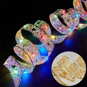 Gold Ribbon Fairy Lights Warm White Multicolor Copper Wire for Xmas Tree Holiday Home Wedding Indoor Party Decorations Gift