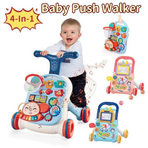 Baby Push Walker Toy Multi Functional Childrens Music Scooter Anti Rollover Hand Push Walker