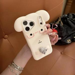EOENKK | 3D Cute Cartoon Ganadi Dog Phone Case For iPhone 12 13 14 15 16 17 Pro Max Plus 16e 17e Shockproof Soft Silicone INS Back Cover