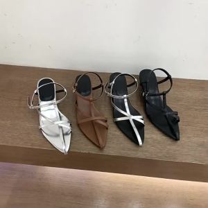 French Pointed Toe Peep Toe Wedge Roman Sandal Fairy Style Ankle Strap