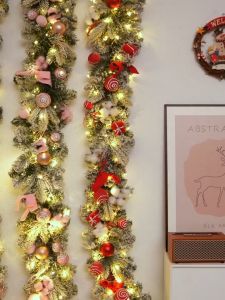 🎄คริสต์มาสหวาย พร้อมไฟLED  ยาว2.7เมตร พวงหรีดคริสต์มาส เถาวัลดอกไม้ประดิษฐ์ หวายสีเขียว ของตกแต่ง Christmas