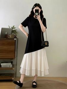 Đầm Dài Tay Ngắn Phối Ren Lụa Chiffon Phong Cách Pháp Cao Cấp Ôm Sát Dành Cho Người Mập Hè