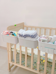 Baby Bedside Hanging Basket Diaper Storage Box Organizer Rack Plastic No-Drill Installation for Home Use Bedside Space Saver