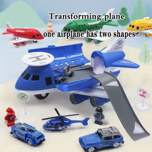Large Storage Transformer Airplane Toy With Small car*3/Helicopter*1 kids Toys birthday present brain game Boy and girl inertial car Drop resistant early education simulation aircraft set