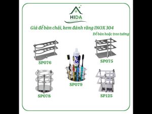 Kệ để bàn chải đánh răng Inox 304 PHÁT ĐẠT kệ ly súc miệng giá cắm bàn chải đánh răng (SP075.076.079.125)