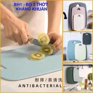 Thớt nhà bếp. Bộ 3 thớt nhựa kháng khuẩn chống ẩm mốc. Bộ thớt nhiều màu 3 kích thước cho các loại thực phẩm - BH1
