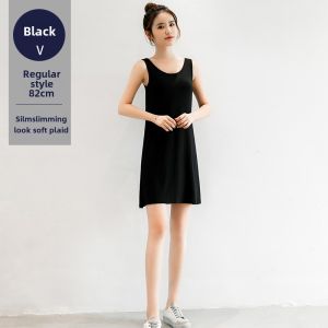 Summer Thin Baggy Tank Dress Spring & Fall Sleeveless Modal Strap Bottoming Skirt Pure Color Mid Length Long Length Inner Wear Dress