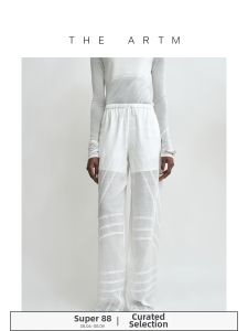 Geometric Embroidery Lyocell Ramie Drawstring Casual Long Pants
