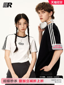 เสื้อยืดแขนสั้นผ้าฝ้ายระบายอากาศได้ดี แห้งเร็ว ป้องกันรังสียูวี ลายทาง ลายตัวอักษร สำหรับผู้ชายและผู้หญิง ฤดูร้อน 2024