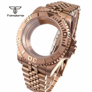 Tandorio | Rose Golden 40mm Steel Watch Case+Bracelet Sapphire Glass for SUB Wristwatch Fit NH34 NH35 NH36 ETA2824 PT5000 Miyota8215 821A