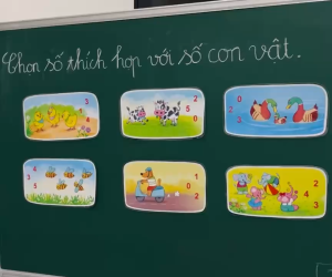 Bộ Tranh Chọn Số Thích Hợp Với Số Con Vật Ép Plastic | Học Liệu Toán Lớp 1 | Đồ Dùng Dạy Học MIKI