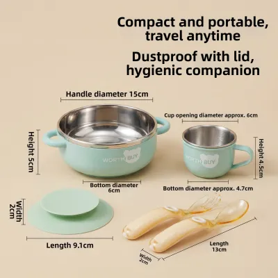 WODEBAIHUI | Silicone Suction Stainless Steel Baby Feeding Bowl